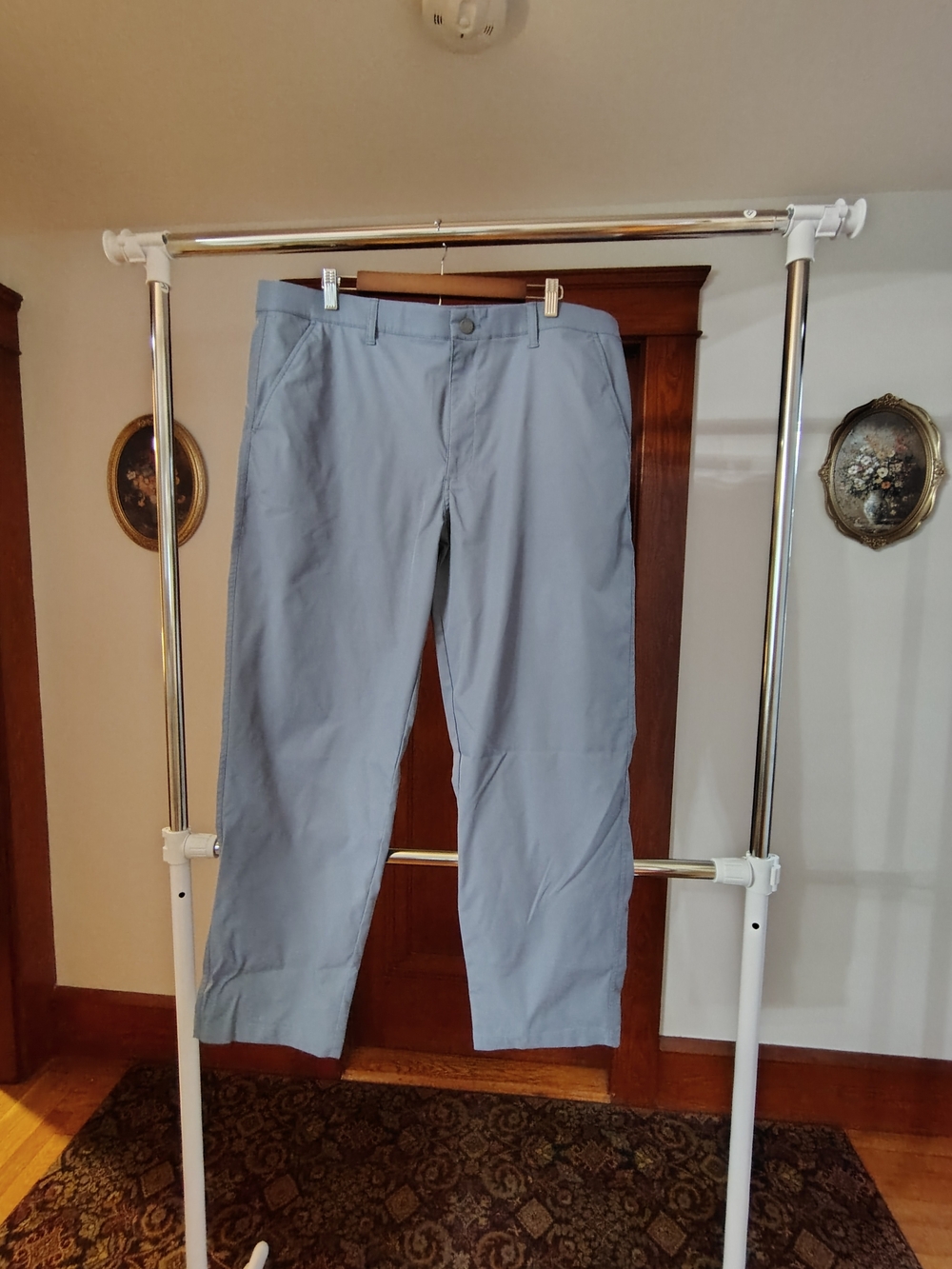 Men's Blue/Gray Casual Pants - Classic Fit